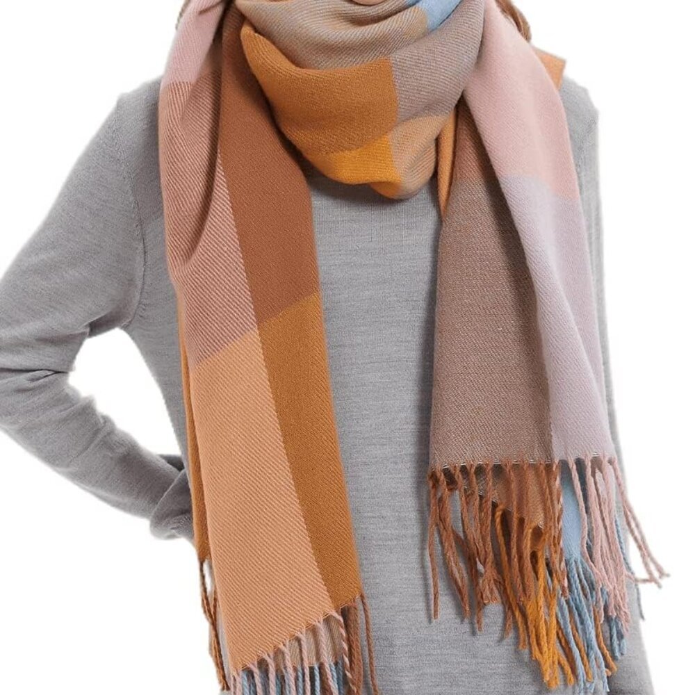 Women's Fashion Long Shawl Big Grid Winter Warm Lattice Large Scarf
